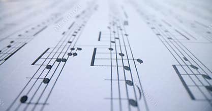 Musical notes of a piece of music closeup