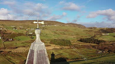 Aerial view of the Church of Ireland in Glencolumbkille - Republic of Ireland