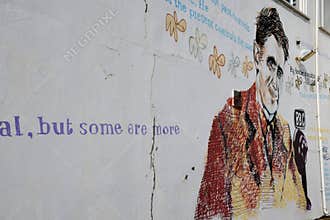 Famous George Orwell Mural, Southwold Pier, Suffolk, England, UK