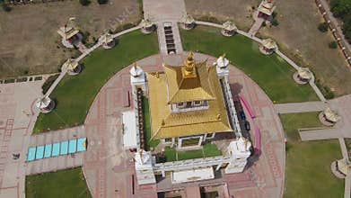 drone view of the Temple of the Golden Abode of Shakyamuni Buddha