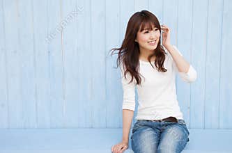 Asian women fluttering hair