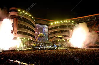 Night Scene, Live Music, Rolling Stones Concert, Fireworks