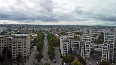 Derzhprom and University, Kharkiv city aerial view