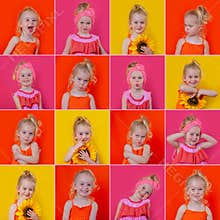 Collage of expressions and emotions of child
