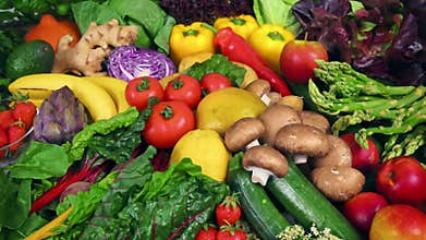 Colorful bunch of vegetables and fruits