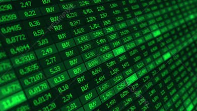 Prices of growing stock market exchange. Green bullish trend. Forex trading candlestick graph increase in profit