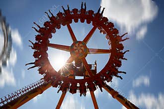 Big pendulum ride flying over