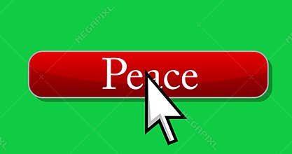 Cursor clicks on Peace button. Pointer arrow cursor clicking.