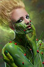 Creative beauty shot with body-art
