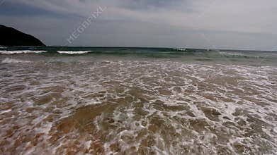 Tropical beach - waves and sand, steadicam