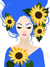 Woman with Ukrainian flag colors