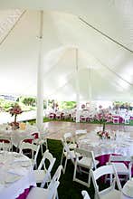 Inside a wedding tent
