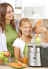 Family making fresh juice
