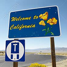 Welcome to California sign.