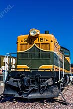 Locomotive sits idle waiting for action. Whitefish Montana United States