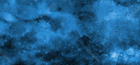 Blue watercolor background banner frame with watercolor texture and splash