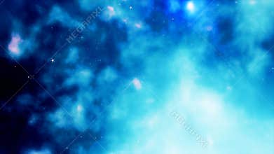 Space Nebula blue background. video slow-motion stars space background. 3D 4K loop animation.