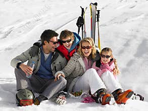 Young Family On Ski Vacation