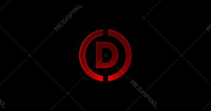 Red color Letter D Company logo animate in black background 4k footage video
