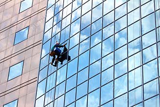 Window cleaner at work
