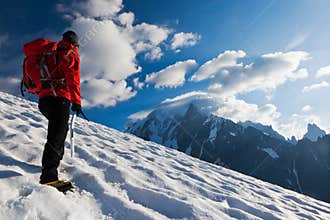 Mountaineer alone glacier
