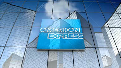 Editorial, American Express Company logo on glass building.