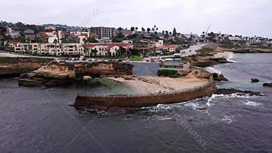 Aerial of Children`s Pool in La Jolla, California.