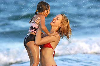 Family enjoying beach lifestyle