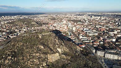 Dzhendem tepe hill and panorama to City of Plovdiv, Bulgaria