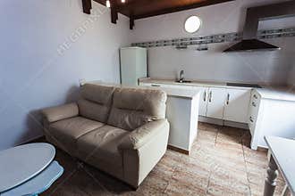 Kitchen and Living Room in Apartment
