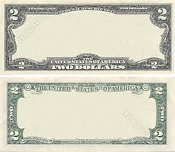 Clear 2 dollar banknote pattern