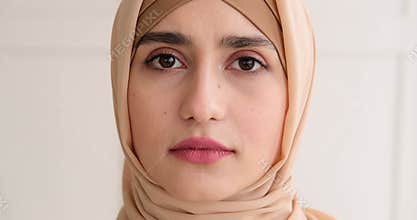 Serious arabic woman in hijab