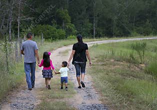 Hispanic Family - Walking Home