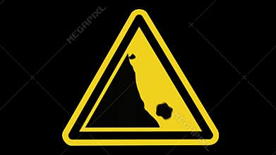 Animated Warning Unstable Cliff Sign