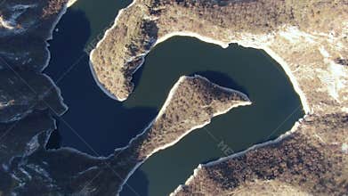 Uvac River Canyon and Meanders, Nature Preserve in West Serbia, Birdseye Aerial