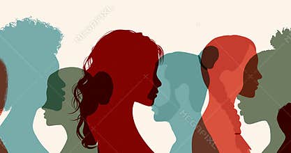 Group of men and women of diverse culture. Diversity multi-ethnic and multiracial people. Concept of racial equality. Mixed race.