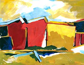 Abstract painting in bright colors
