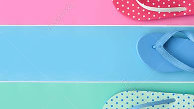 Close up of colorful flip flops