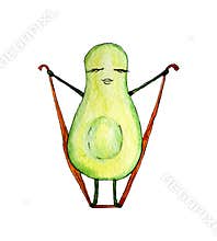 Avocado character pulling the elastic band clipart