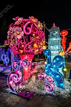 Landscape of the New Year Ice Lantern Party in Changchun Park, Changchun