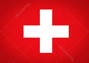 The flag of Switzerland, red color and white cross, Illustration image