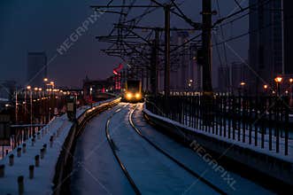Winter landscape of rail transit in Changchun