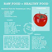 Healthy lifestyle infographic - vitamins in tomato, carrot,corn, cucumber and vegetables. Vegetarian and diet vector concept.