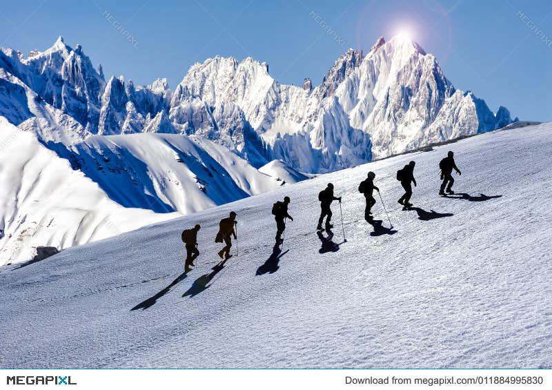 Mountain Climbing Activity Compatible Team Stock Photos by Megapixl