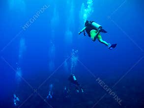 Scuba diving in Caribbean Sea