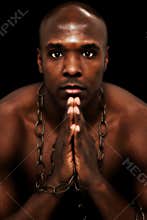 Attractive Bald Black Man with Chain No Shirt