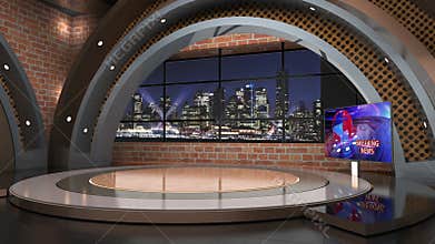 3D Virtual News Studio Background