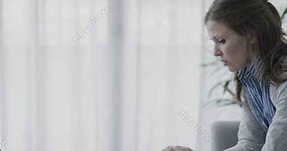 Depressed woman talking to her therapist