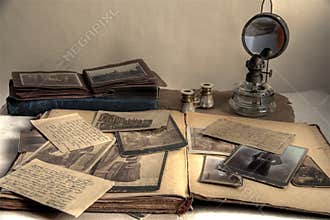Old photos,postcard,letters,album and book.