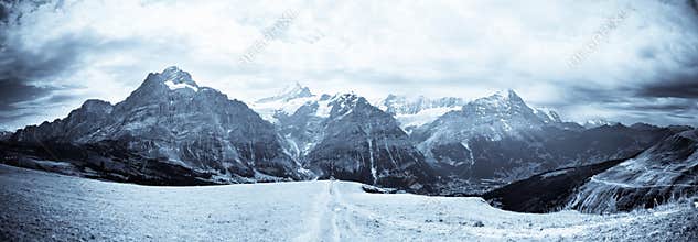 Jungfrau Mountain Range B&W